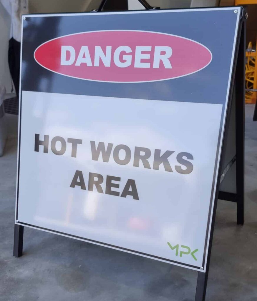 metal A-frame safety signs