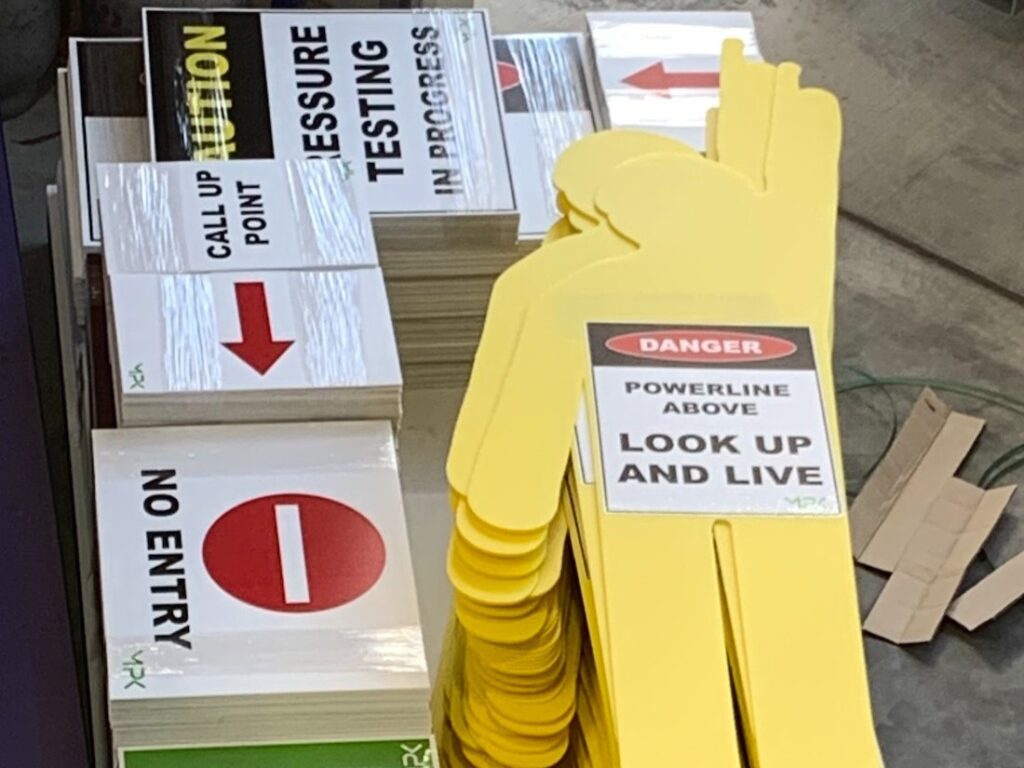 Corflute and Yellow Man Construction Safety Signage