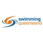 logo of Swimming Queensland displayed in white background